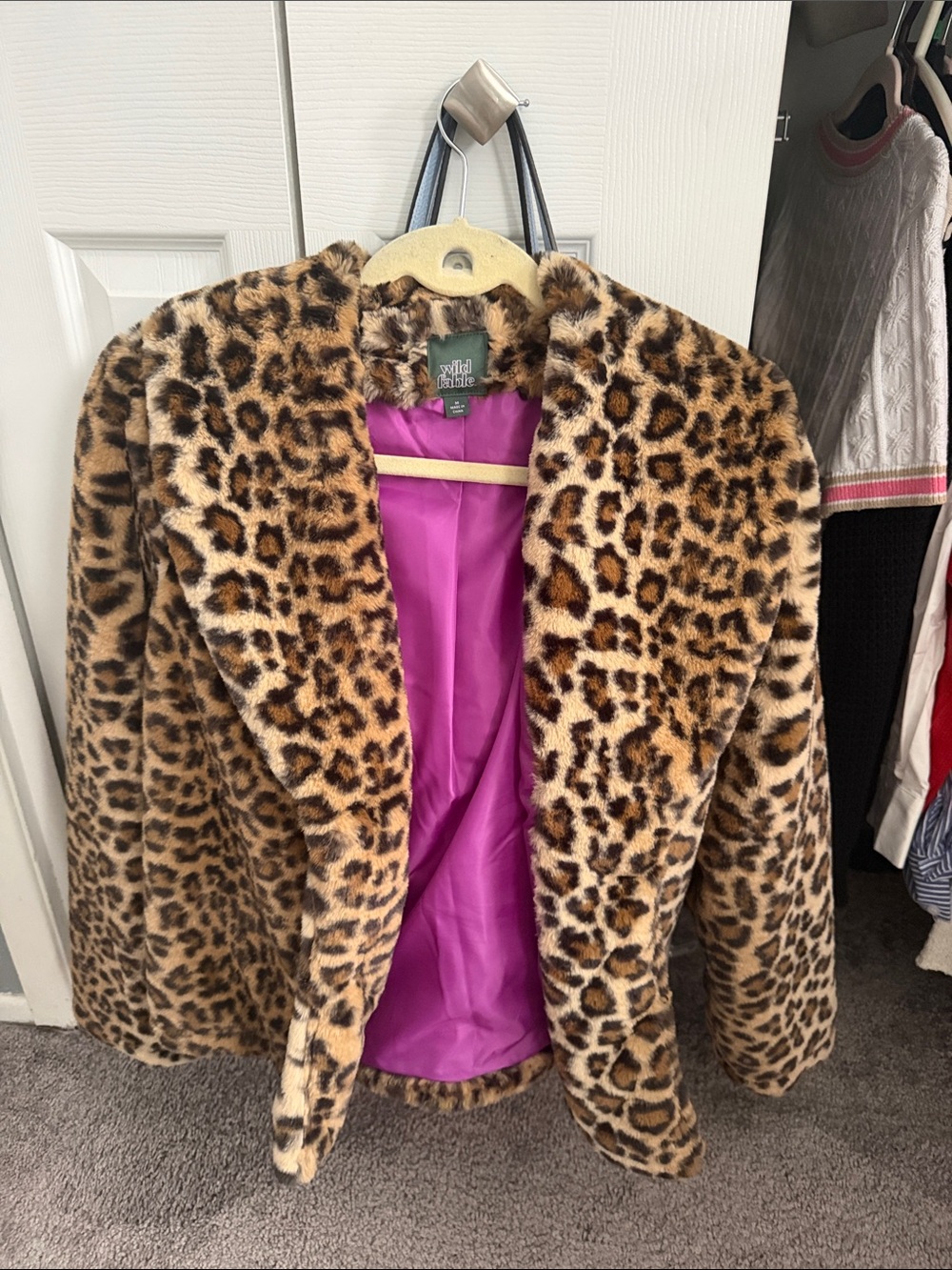 wild fable Leopard Print Faux Fur Jacket